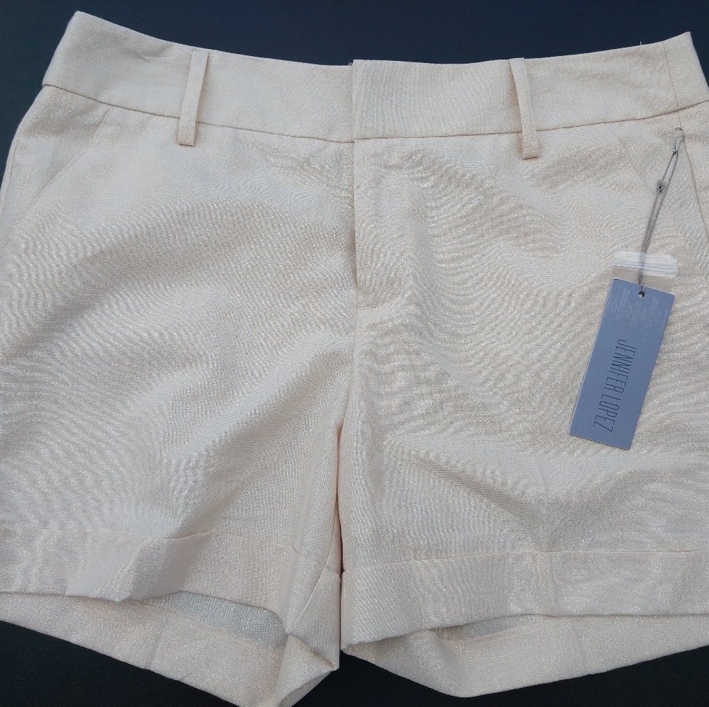 NWT Jennifer Lopez ivory gold shorts